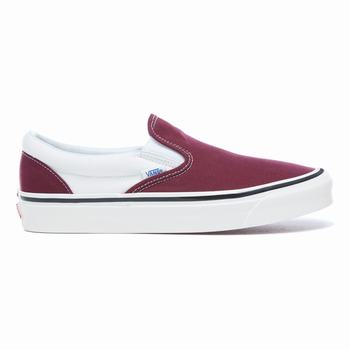 Damske Tenisky Vans Anaheim Factory Classic Slip-On 98 Biele Bordove VA73JGFZD